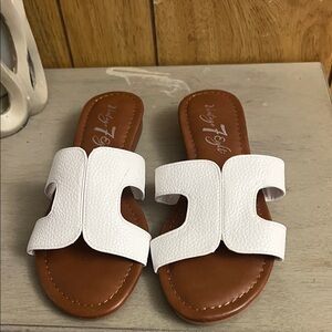 Stylish White and Tan Sandals